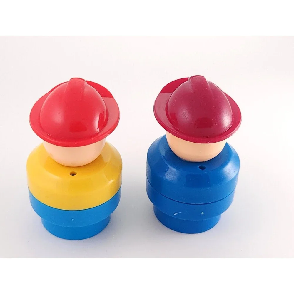 Vintage Fisher Price Chunky Little People Construction Worker Fireman Lot of 2